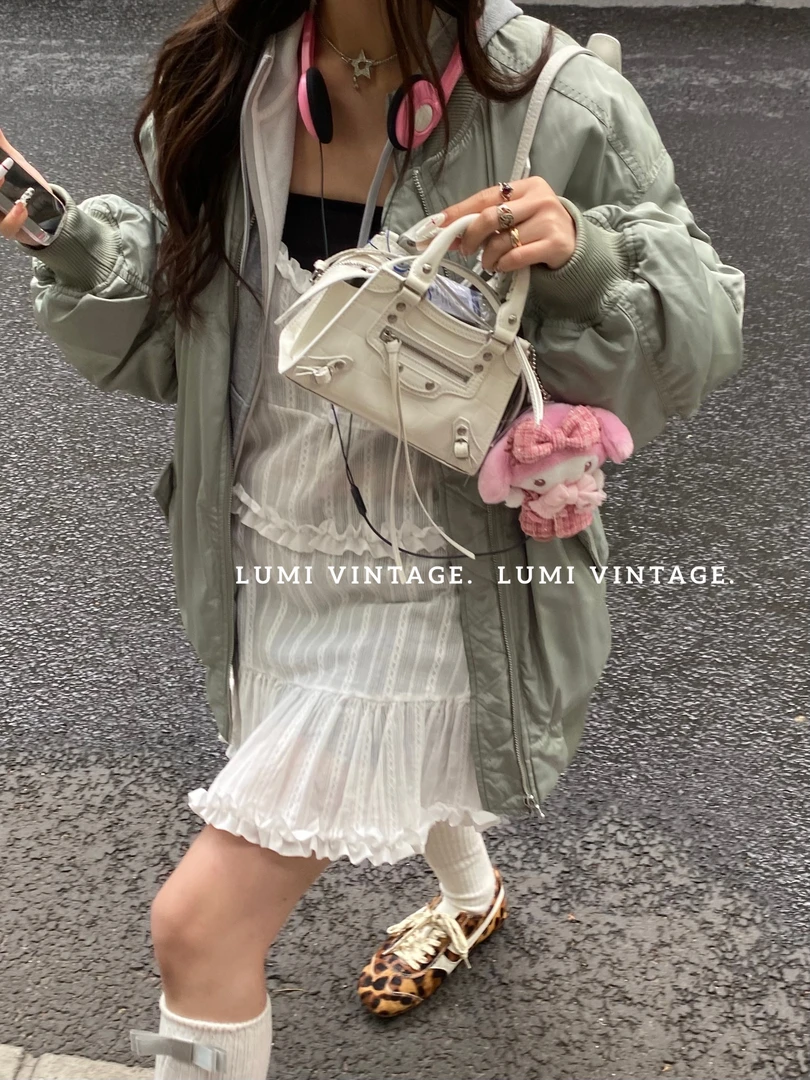 95新 Balenciaga/巴黎世家 机车包nano白色单肩包61206941