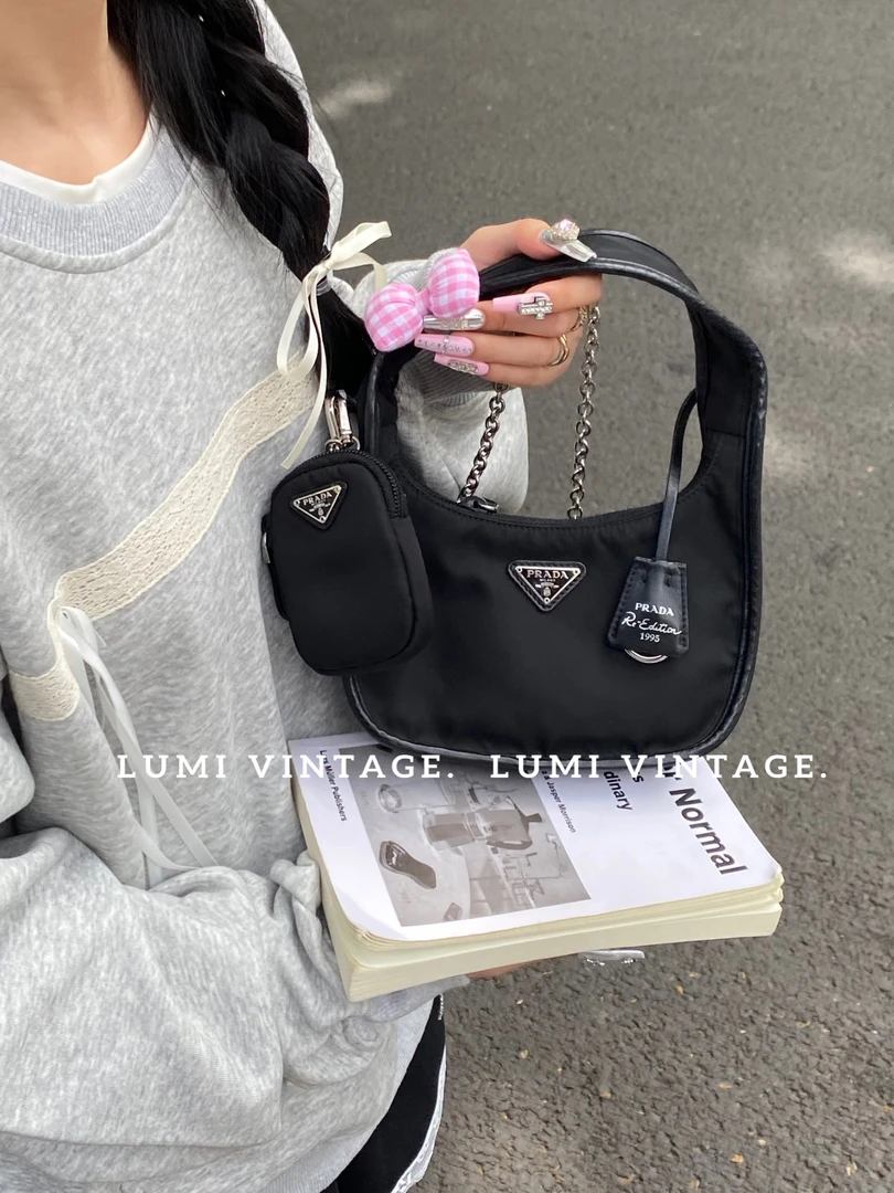 95新 Prada/普拉达 黑色新款hoho三合一包35211521