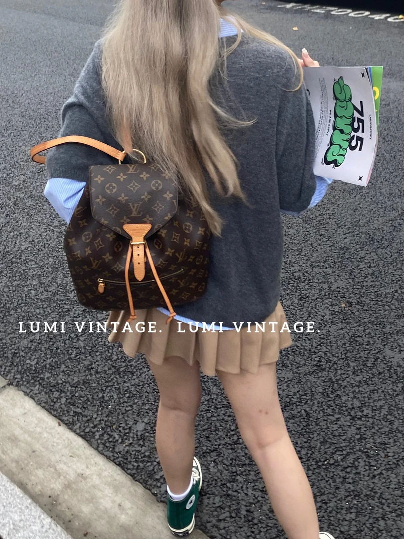 95新 LouisVuitton/路易威登 经典老花双肩包小号62883152