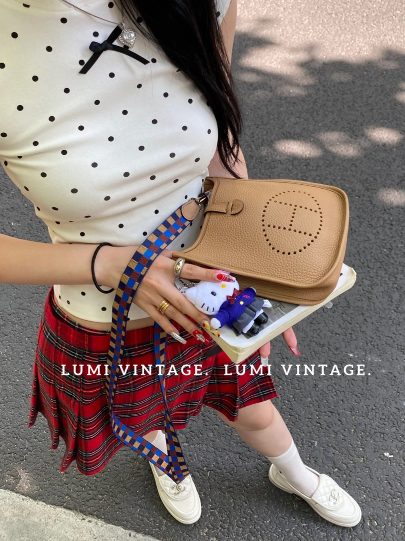 95新 Hermes/爱马仕 mini evelyne威马犬色单肩包25297554