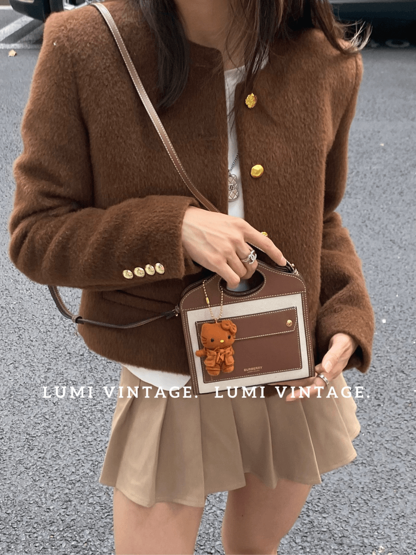95新 BURBERRY/博柏利 棕色 mini邮差 5784297
