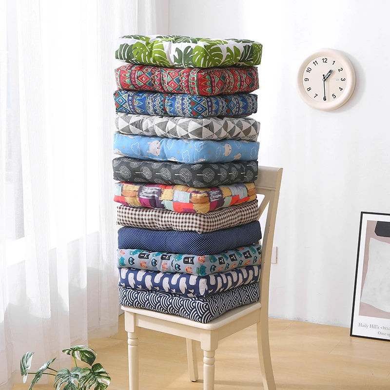 榻榻米飘窗办公室宠物窝学生简约舒适双面加厚棉麻家用坐垫四方形