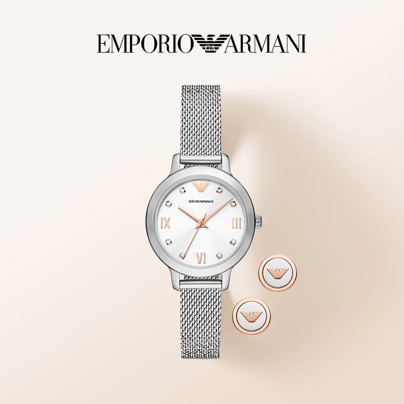 Emporio Armani/安普里奥·阿玛尼手表女时尚白月光礼盒AR80065SET