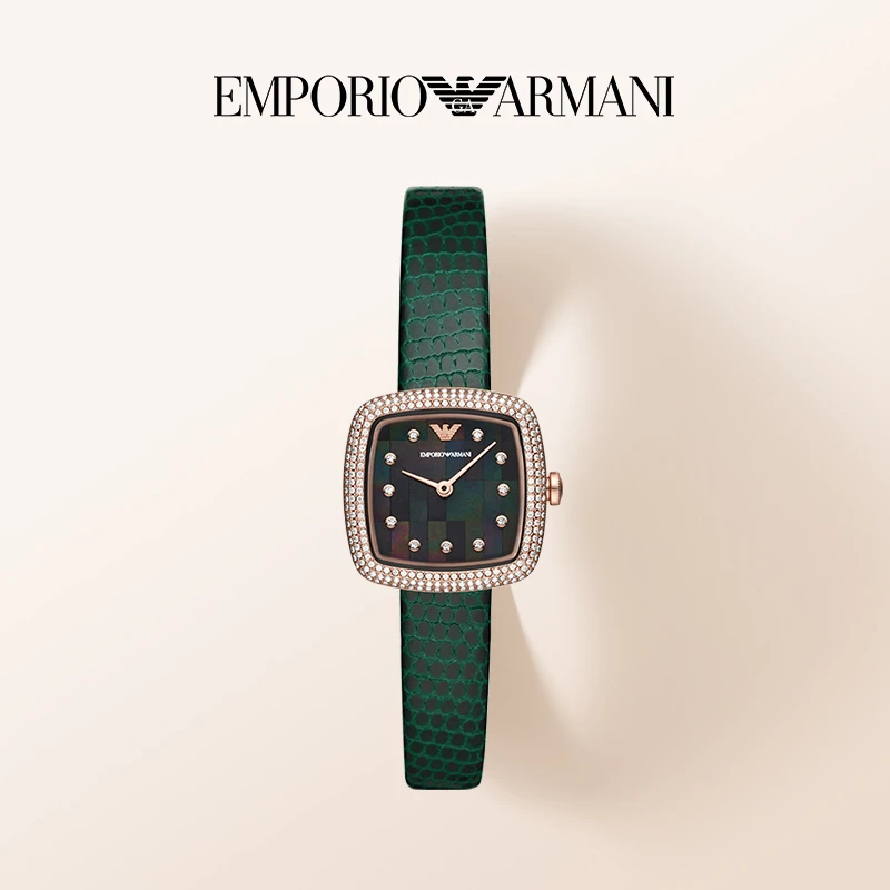 Emporio Armani/安普里奥·阿玛尼手表女复古方盘小绿表女AR11497