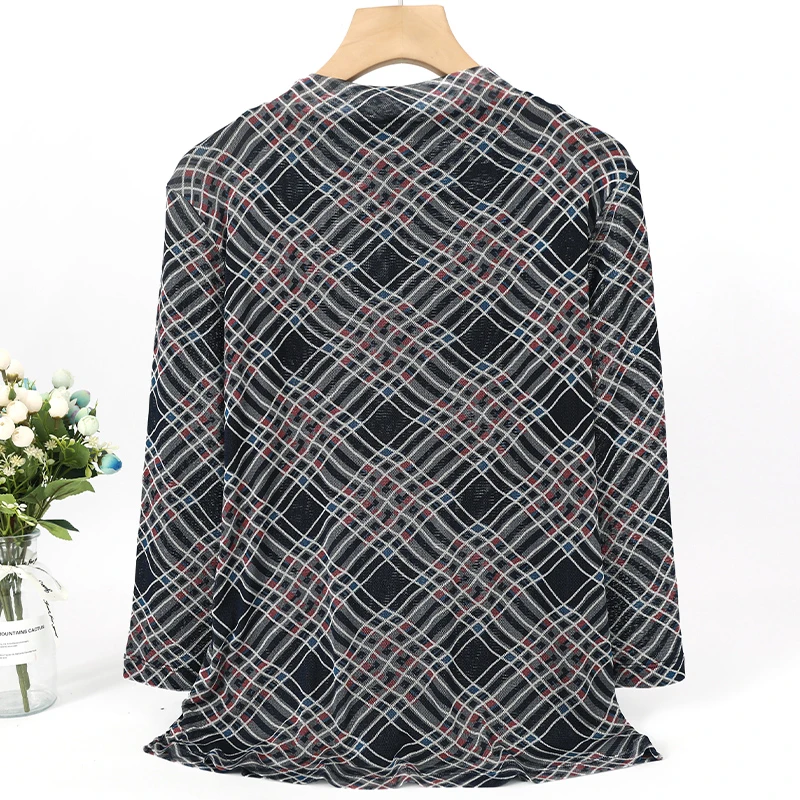 LANZIBES/蓝之蓓真丝100克网纱T恤衫自由领印花中袖套头衫Z6626