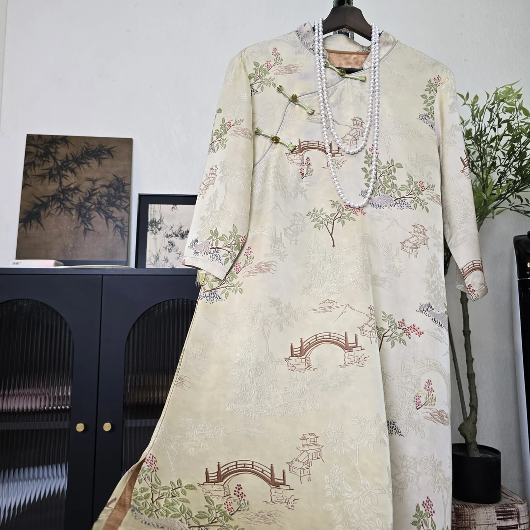 【桃花源记】2024款时尚气质斜襟夏季连衣裙