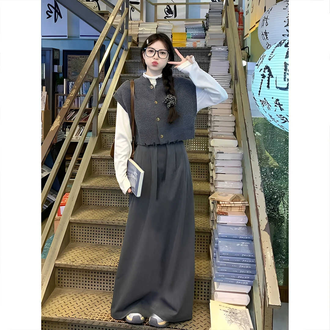 秋冬季女装搭配韩剧穿搭一整套盐系轻熟小香学院风高级感三件套装