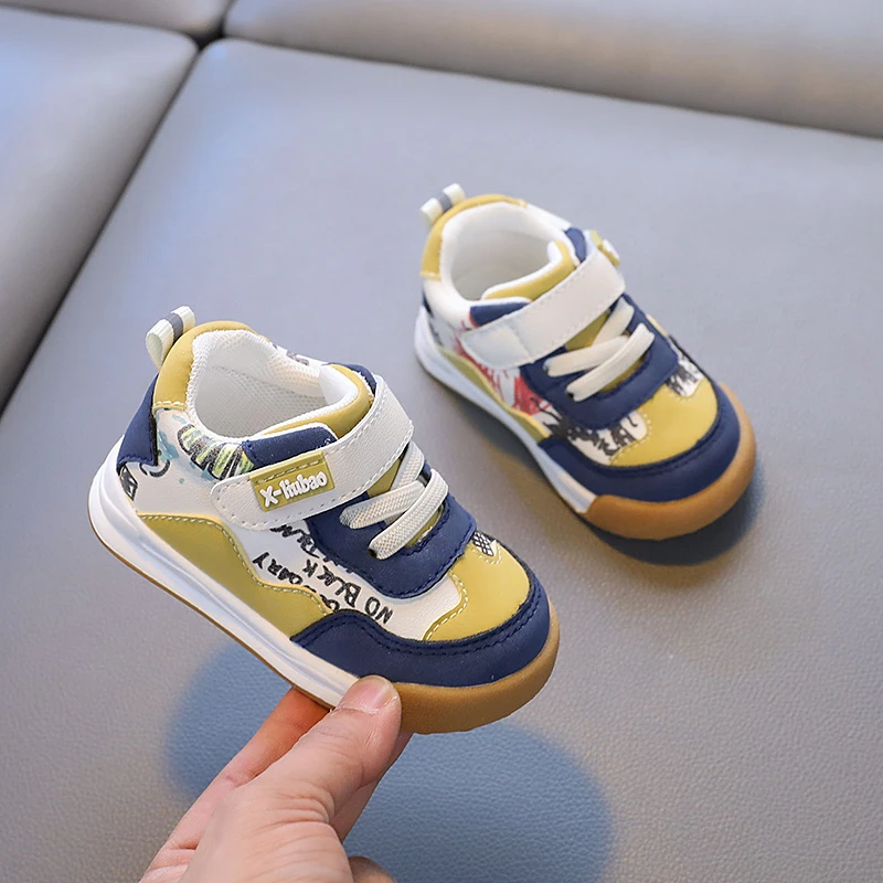 春秋季皮面迷彩小童机能鞋1-4岁男女童学步鞋防滑软底透气儿童鞋