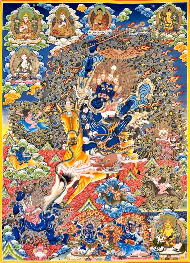 青海热贡画师索南达吉纯手绘矿物颜料唐卡挂画吉祥天母尺幅100×70