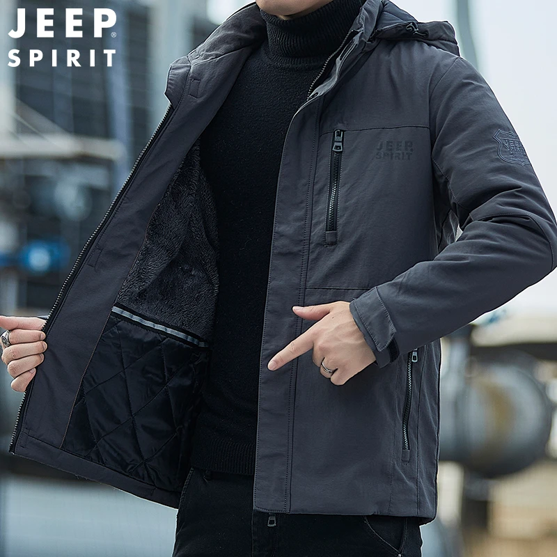 主推款JEEP SPIRIT外套男宽松春秋加绒冬装中年户外夹克HL8111B