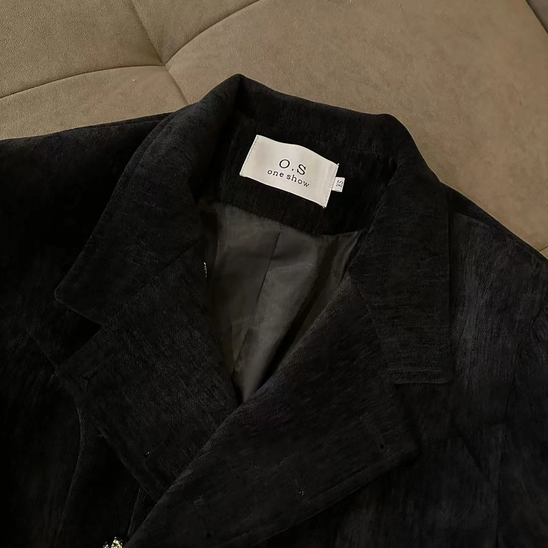 【OS&oneshow】小香风秋冬气质名媛重工钉扣袖口可拆卸富家千金外套