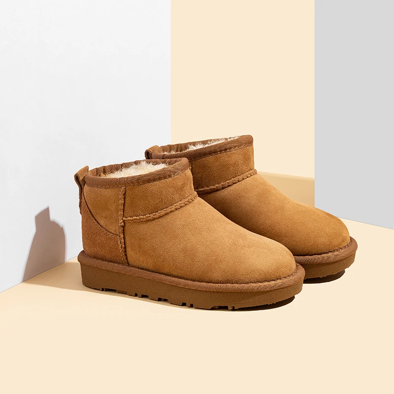 【童鞋Mini/3352】桑坡羊皮毛一体秋冬季短筒雪地靴亲子鞋保暖搭子