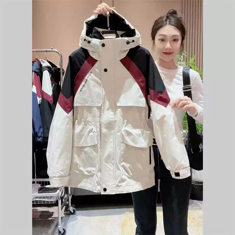 【威尼斯买手店-L】拼接撞色冲锋衣外套女秋季新款时尚风衣