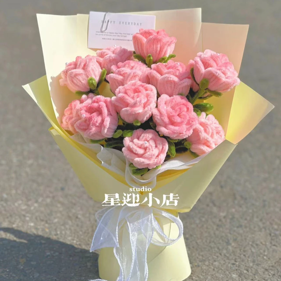 DT1多头小玫瑰花材料 | 原创自制扭扭棒手工花朵节日礼物附教程