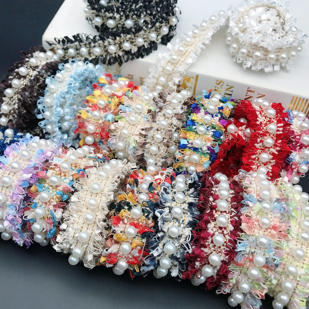 现货韩国小香风钉珠织带珍珠花边辅料服装包包帽子娃娃衣装饰材料