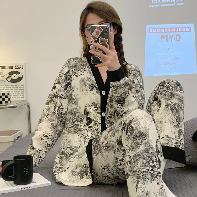 【宠粉专享】睡衣女春秋季长袖开衫甜美休闲宽松家居服女8816
