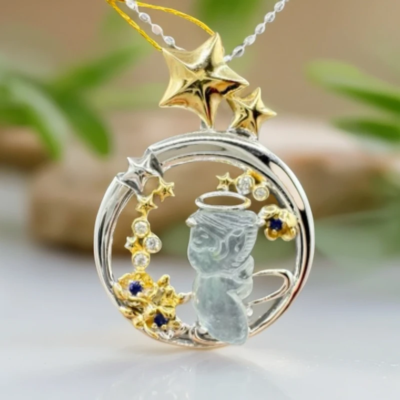 翡翠吊坠 K金仙子吊坠 富有童趣