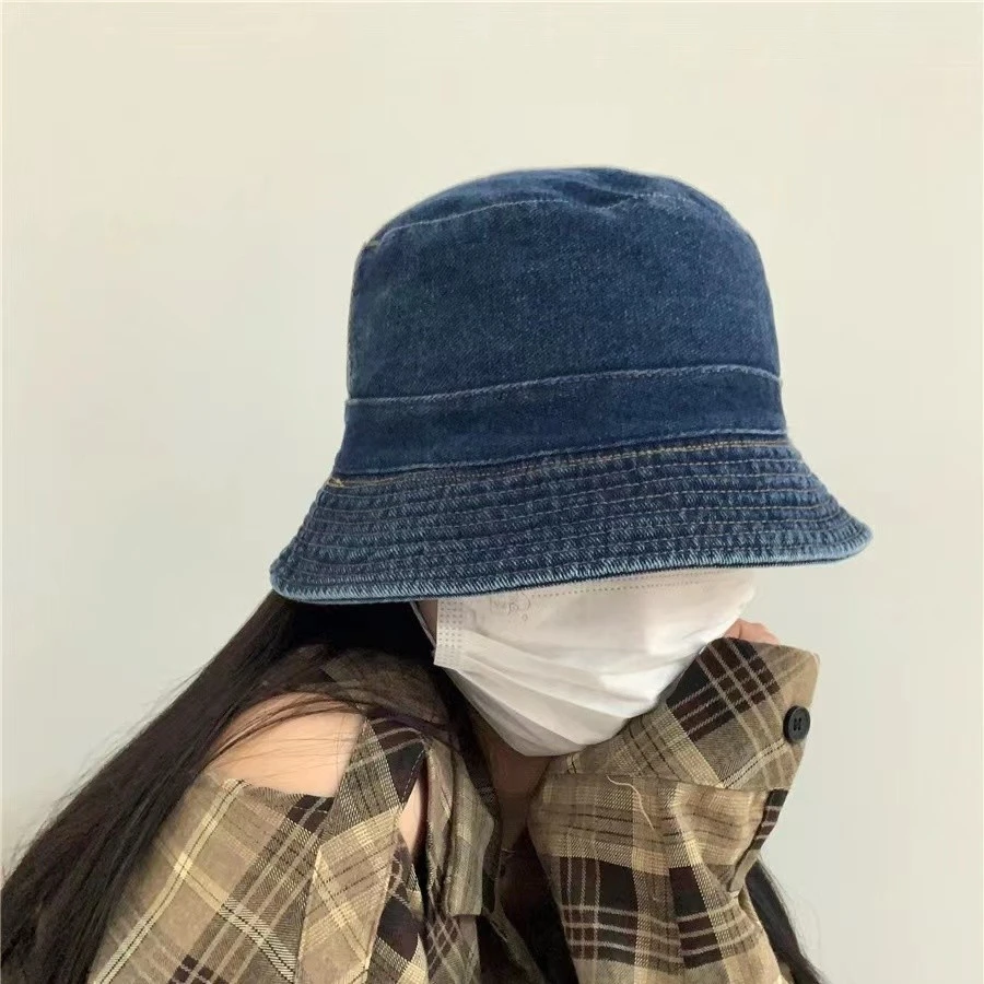 牛仔渔夫帽女春夏款双面可戴休闲百搭水桶帽子高级感盆帽显脸小