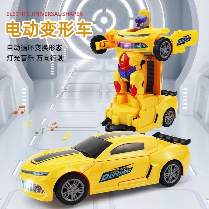 变形汽车机器人炫酷变形金刚灯光音效1-2-3岁宝宝玩具车遥控车
