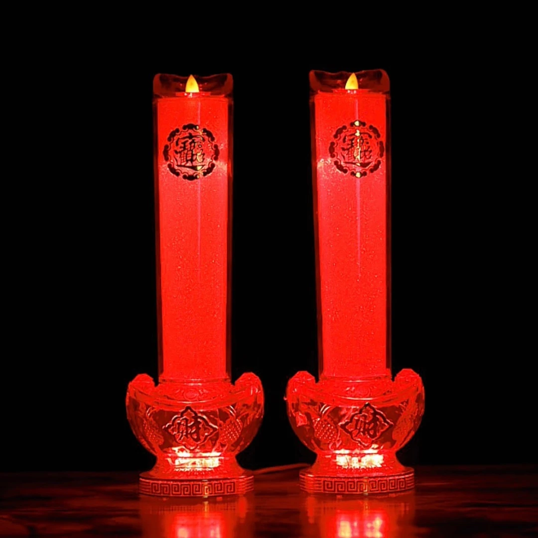 LED仿真蜡烛灯家用供灯长明灯插电电池家居摆件过节喜庆用品