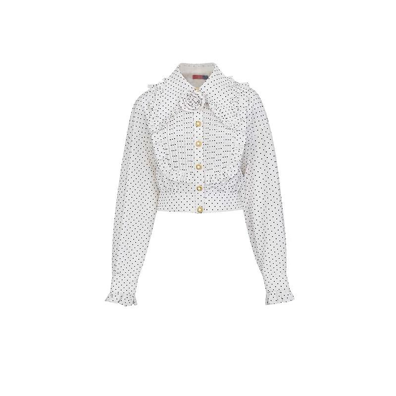 LeFame/拉飞姆冬季复古港风修身收腰衬衫上衣