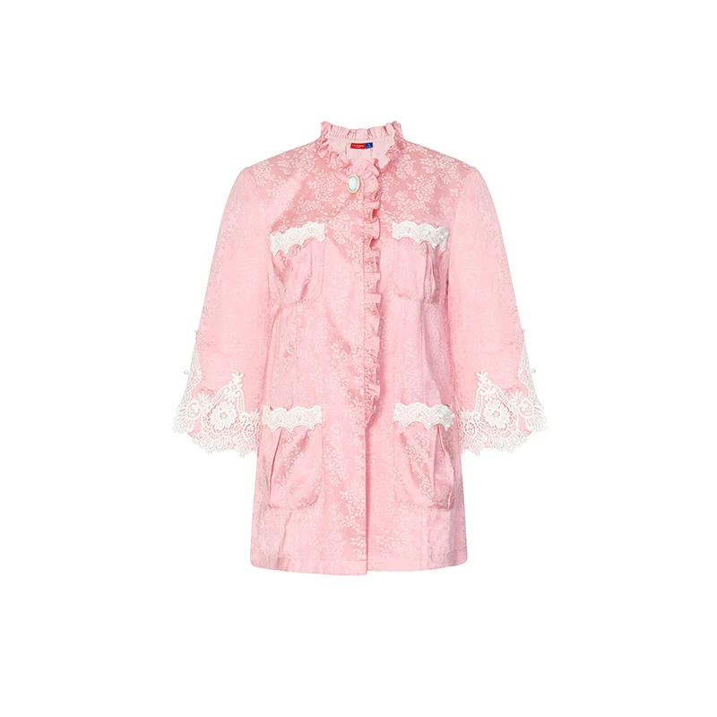 2024夏新品维多利亚花卉提花缎面外套LF24X00SC217