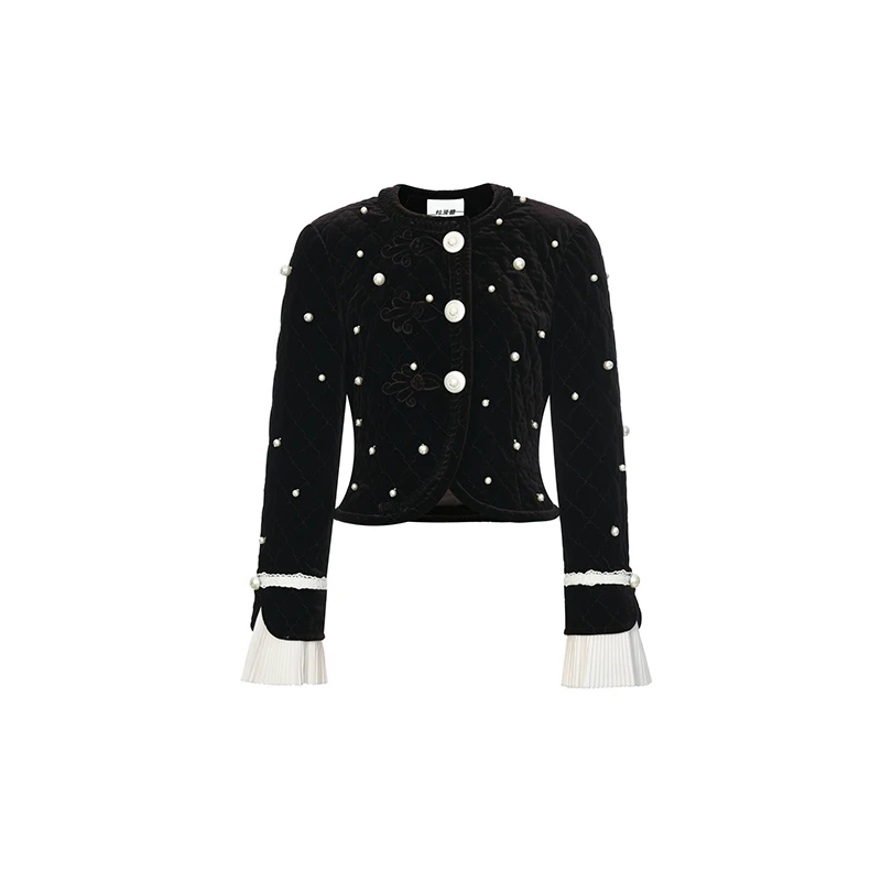 LeFame/拉飞姆彩色水晶装饰小香风短外套