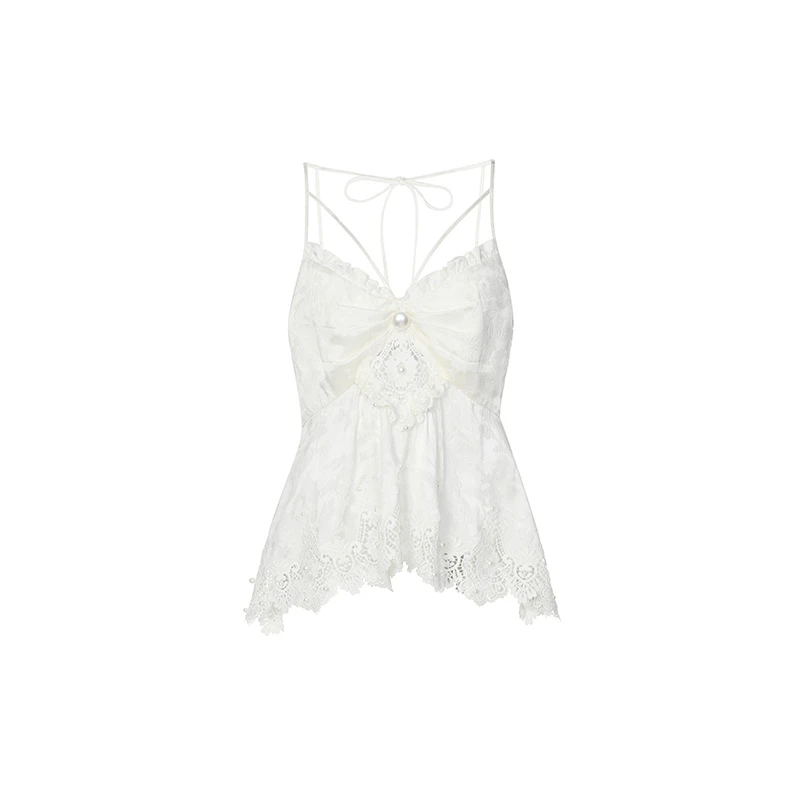 2024夏新品中式花卉经典提花吊带上衣LF24X00SV255