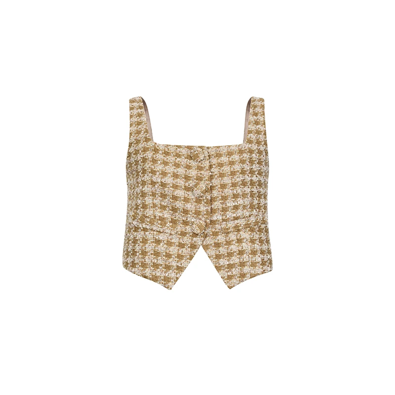 2023秋新品精致修身百搭粗花呢马甲LF23Q41M02C097