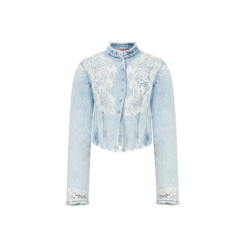 LeFame/拉飞姆2024秋新品重工刺绣装饰中式牛仔外套LF24Q01NS086