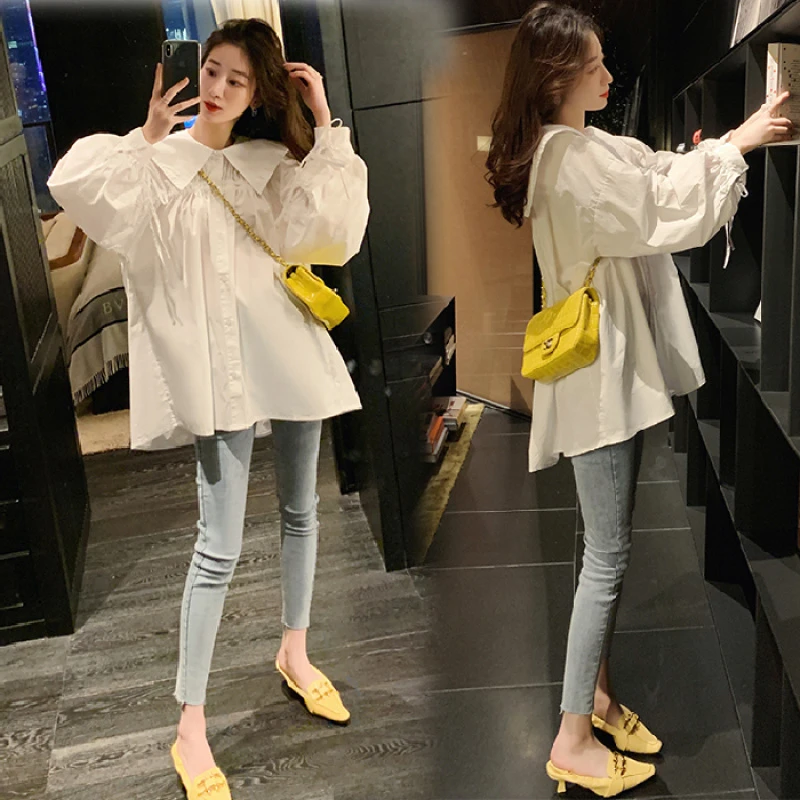 大码女装秋装时尚牛仔裤两件穿搭气质御姐减龄设计感衬衫洋气