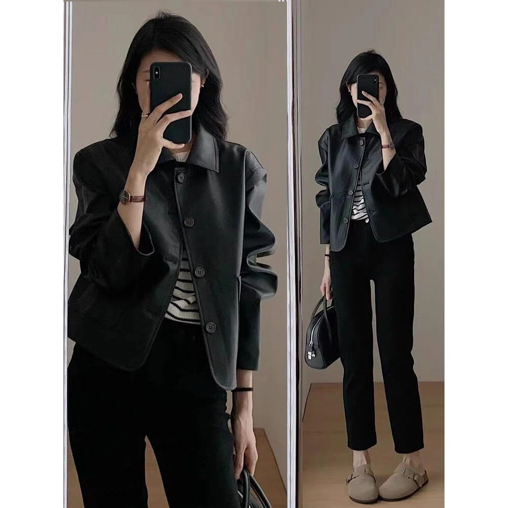 大码女装秋季显瘦裤子时尚气质港风皮衣外套高级感小洋装连衣裙潮