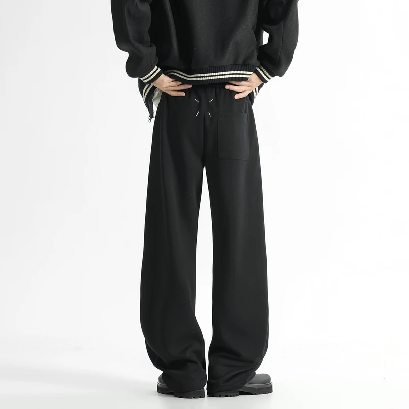 重磅休闲裤男女秋季潮牌宽松垂感白花灰弯刀裤情侣拖地阔腿卫裤子