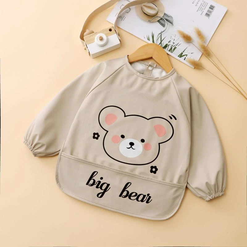 出口丹麦ins风PU宝宝罩衣秋冬婴儿吃饭围兜防水防脏儿童围裙护TW