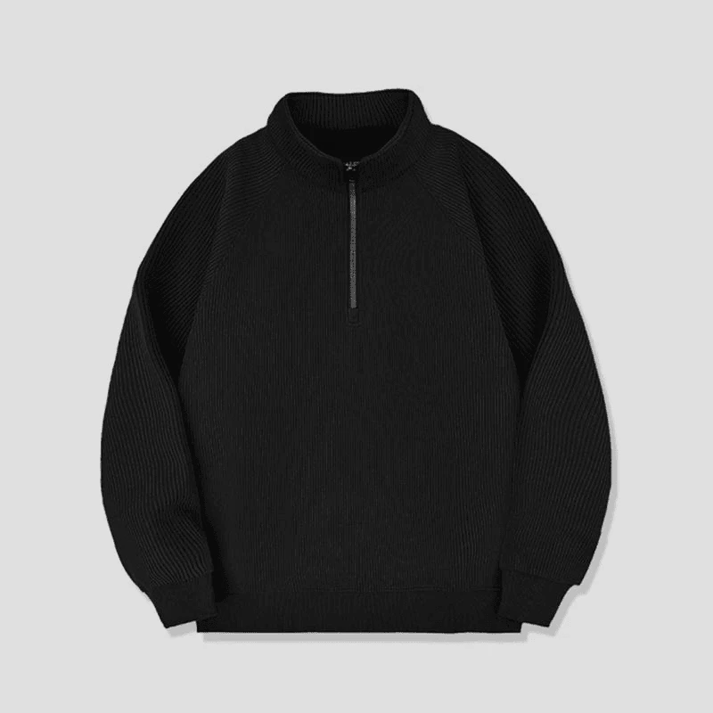 男士时尚卫衣2024秋冬新款半开拉链立领加绒打底衫宽松版休闲上衣