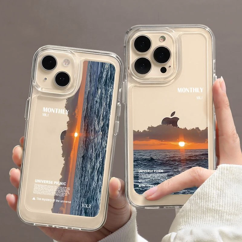 2025风景山水画苹果15手机壳iPhone14透明保护壳13软12创意11防摔
