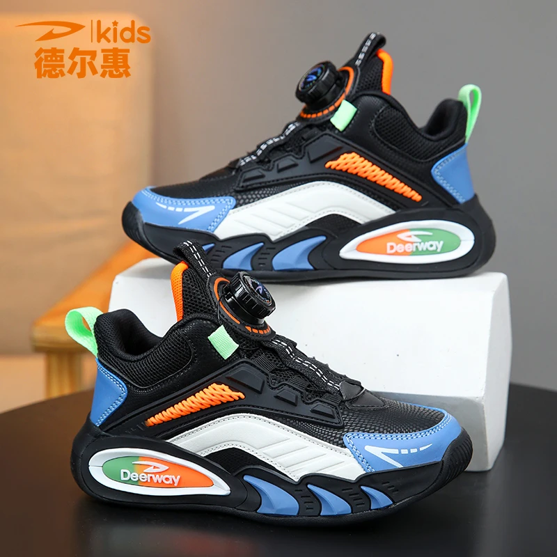 德尔惠童鞋儿童运动鞋皮面龙年新款春秋款跑步鞋男中大童男童鞋子