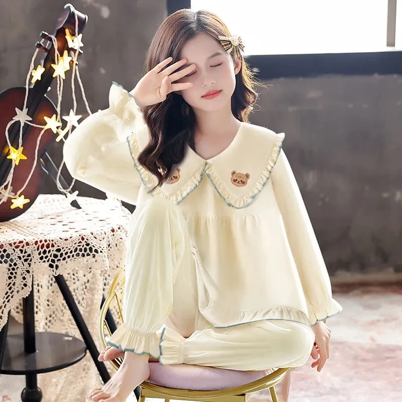 儿童睡衣女童春秋纯棉长袖薄款套装小女孩公主洋气大童家居服新款