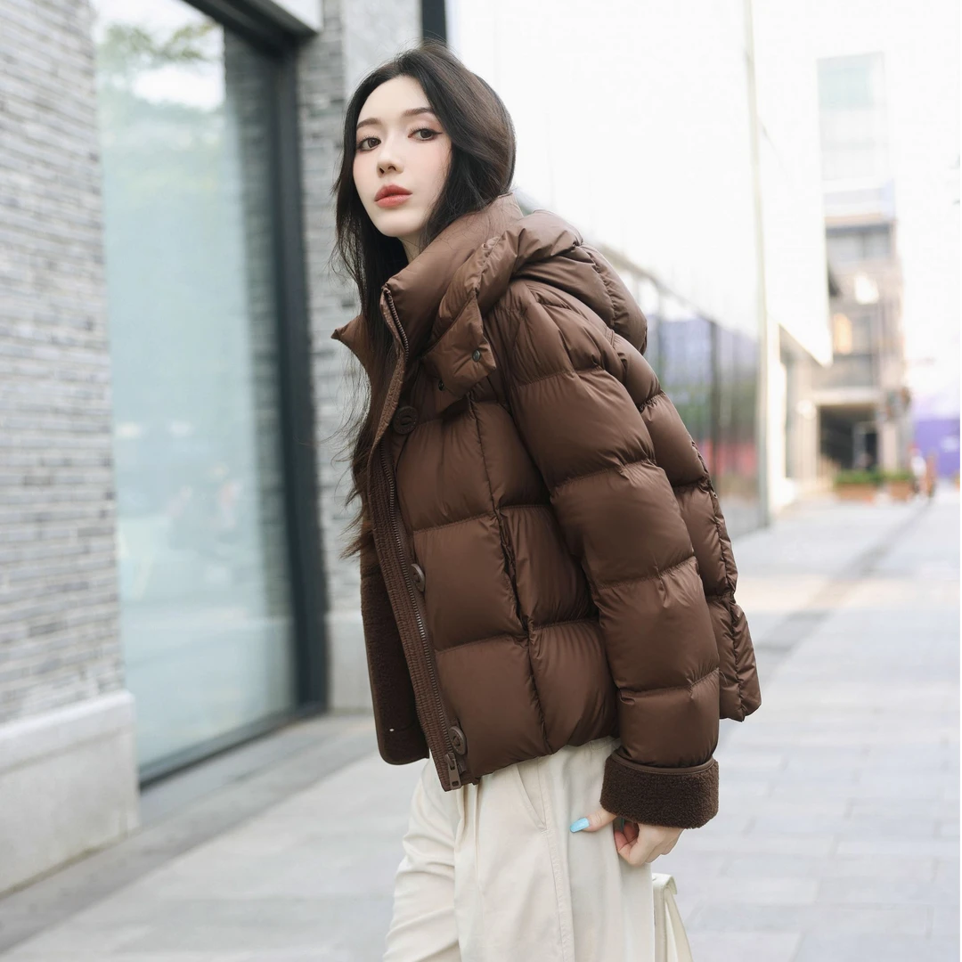 新国标(90)绒羽绒服冬季新品纯色百搭休闲简约保暖外套805
