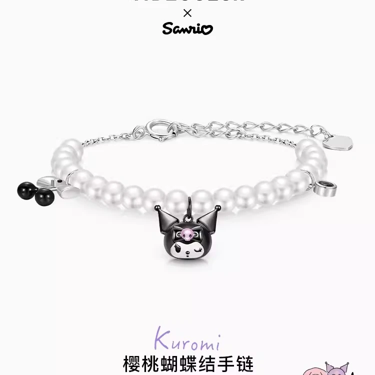 潮色绘 925银合成锆石手链 三丽鸥少女百搭ins库洛米联名樱桃手链