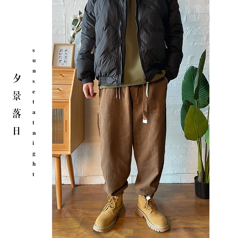 【270斤可穿】腰间松紧卡扣中性风飘带工装裤裤子3801休闲裤大码