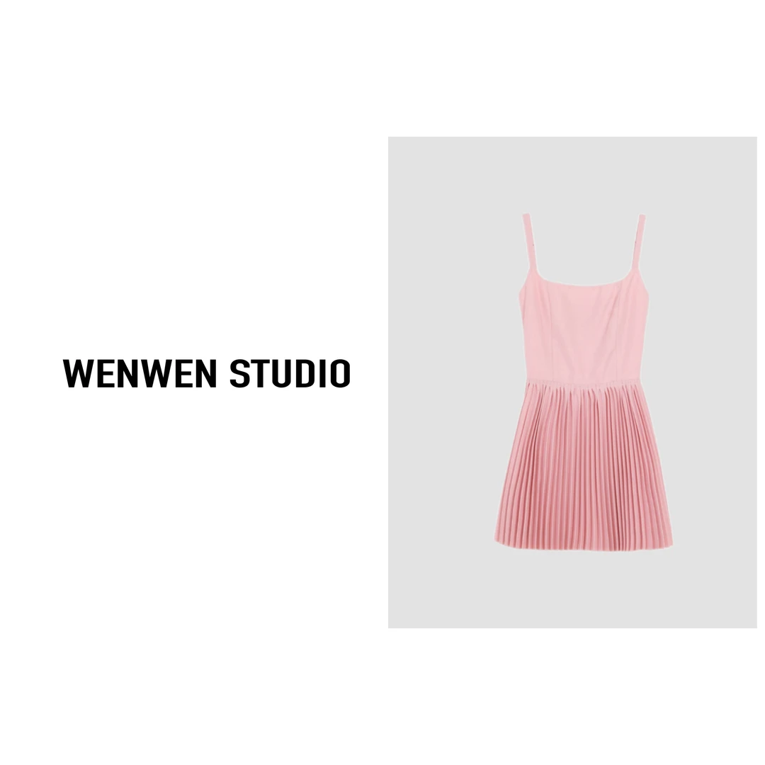 WENWEN&粉色显瘦夏季百搭连衣裙WW-24013