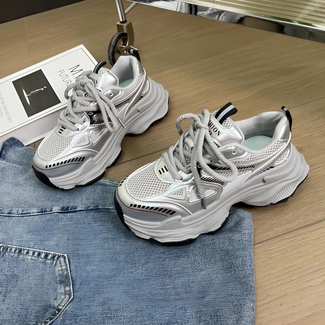 【韩优】老爹鞋女2025秋季新款厚底增高网面透气百搭轻便运动休闲鞋