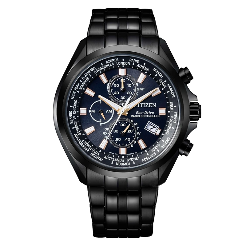 Citizen/西铁城酷黑潮流时尚男士光动能电波手表AT8205-83L
