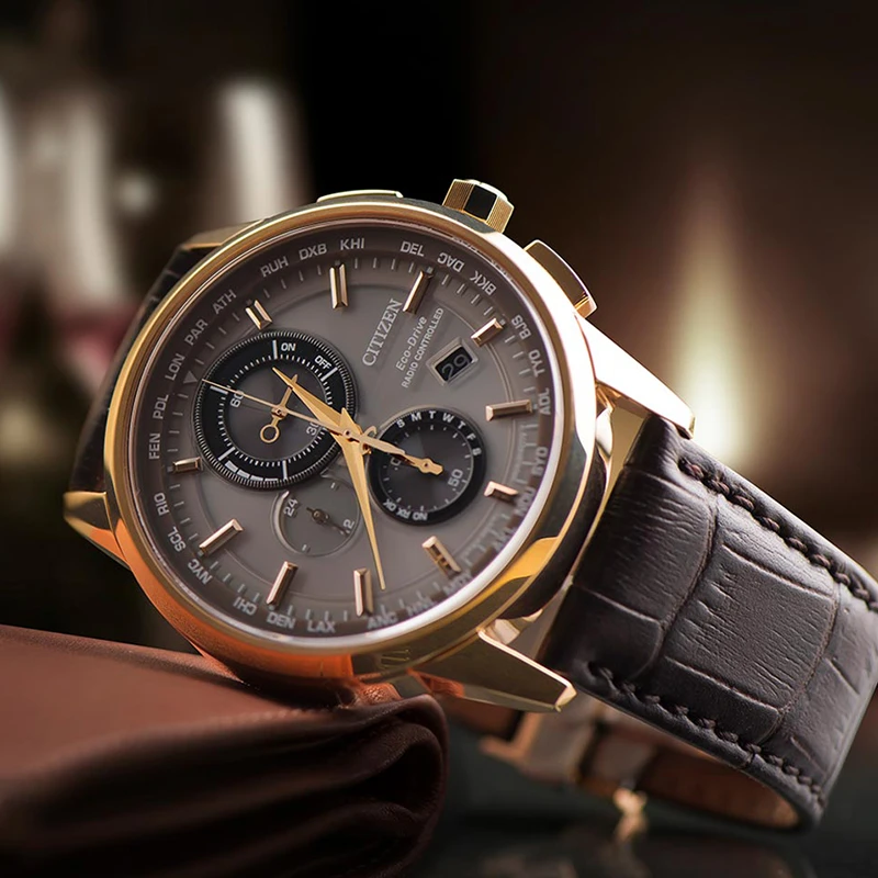 Citizen/西铁城光动能电波空中之鹰皮带款男表AT8113-12H