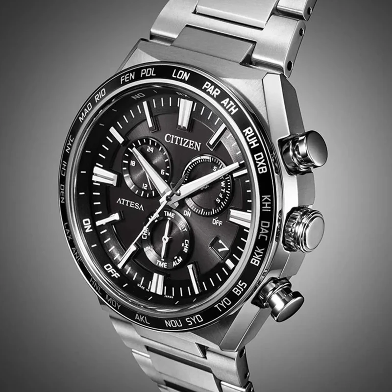 Citizen/西铁城（日本）多功能光动能电波舒博钛男表CB5966-69E