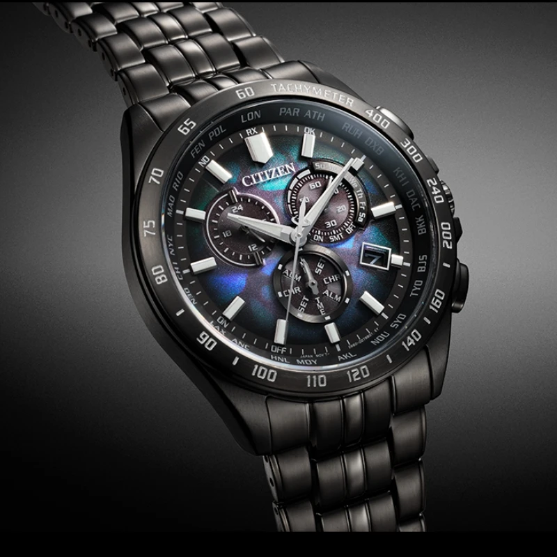 Citizen/西铁城光动能电波全黑盘多功能腕表CB5878-56E