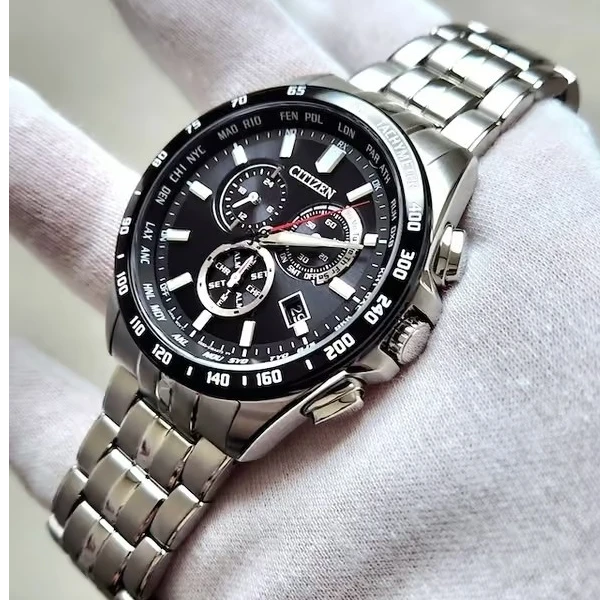 Citizen/西铁城(日本)黑盘时尚光动能电波男表CB5874-90E