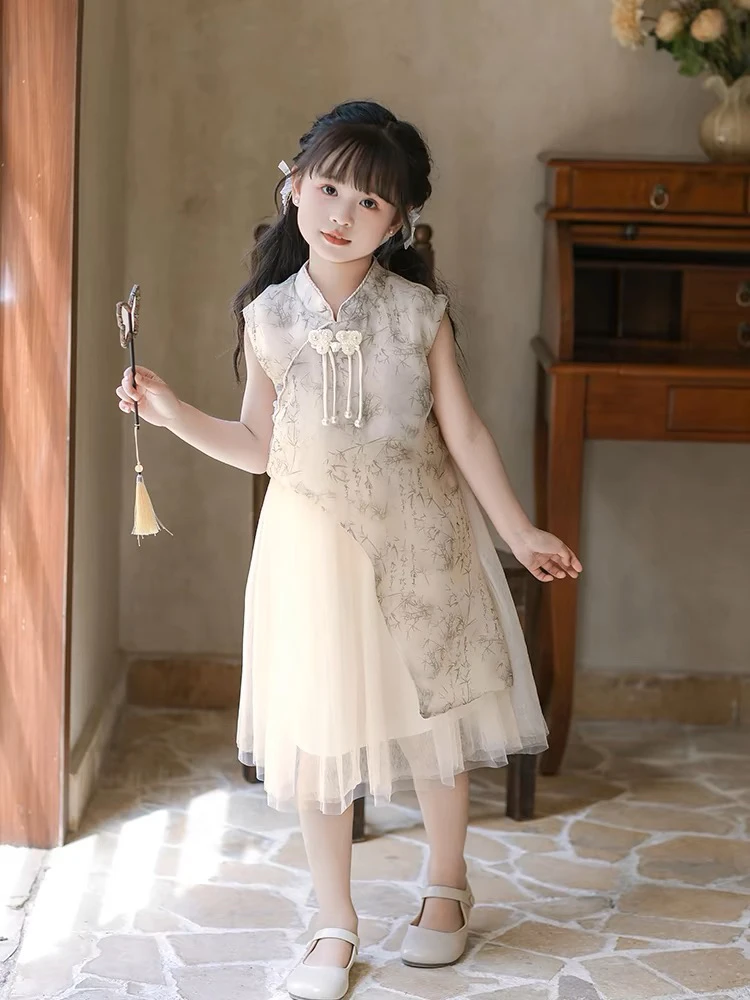 新款2024夏季女童新中式马面裙汉服套装国风唐装古风礼服刺绣韩版