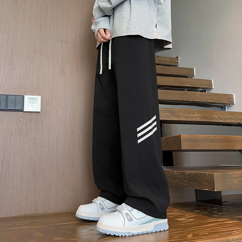 秋季直筒休闲裤男秋冬裤子秋冬大码男士美式运动宽松卫裤潮流春秋